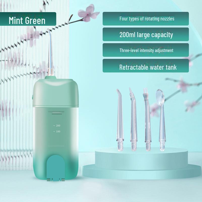 Portable Electric Ultrasonic Water Flosser with Telescopic Tank - Waterproof Oral Cleaner and Tartar Remover
