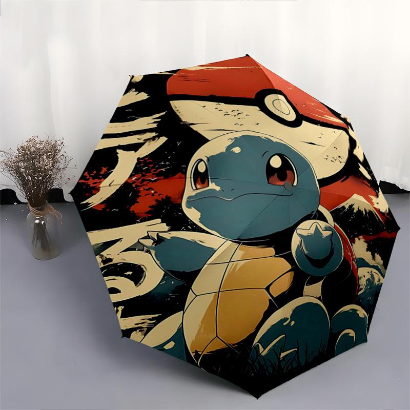 1pc Squirtle's Journey Automatic Opening and Closing Folding - A Good Choice for Gifts, Fashionable and Convenient Cartoon Practical Umbrella With Cut