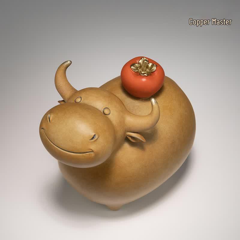 Copper Master Bull Persimmon Desktop Copper Ornament