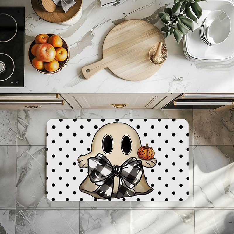 Halloween Rug Cat Crow Skeleton Ghost Pumpkin Printed for Halloween Floor Decoration Rug Entrance Mat Living Room Bedroom Decor
