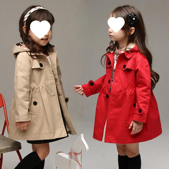 

2025 Kids Cotton Trench Coat: Korean & British Style Autumn/Spring Outerwear for Girls Size 100 fits approximately 90cm height