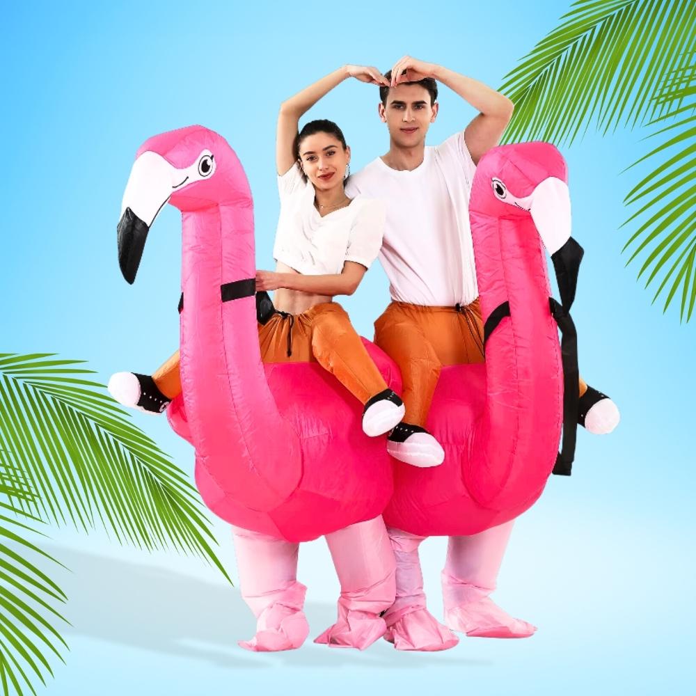 Flamingo Inflatable Suit Costume Disguise Self-inflating Pink Suit
