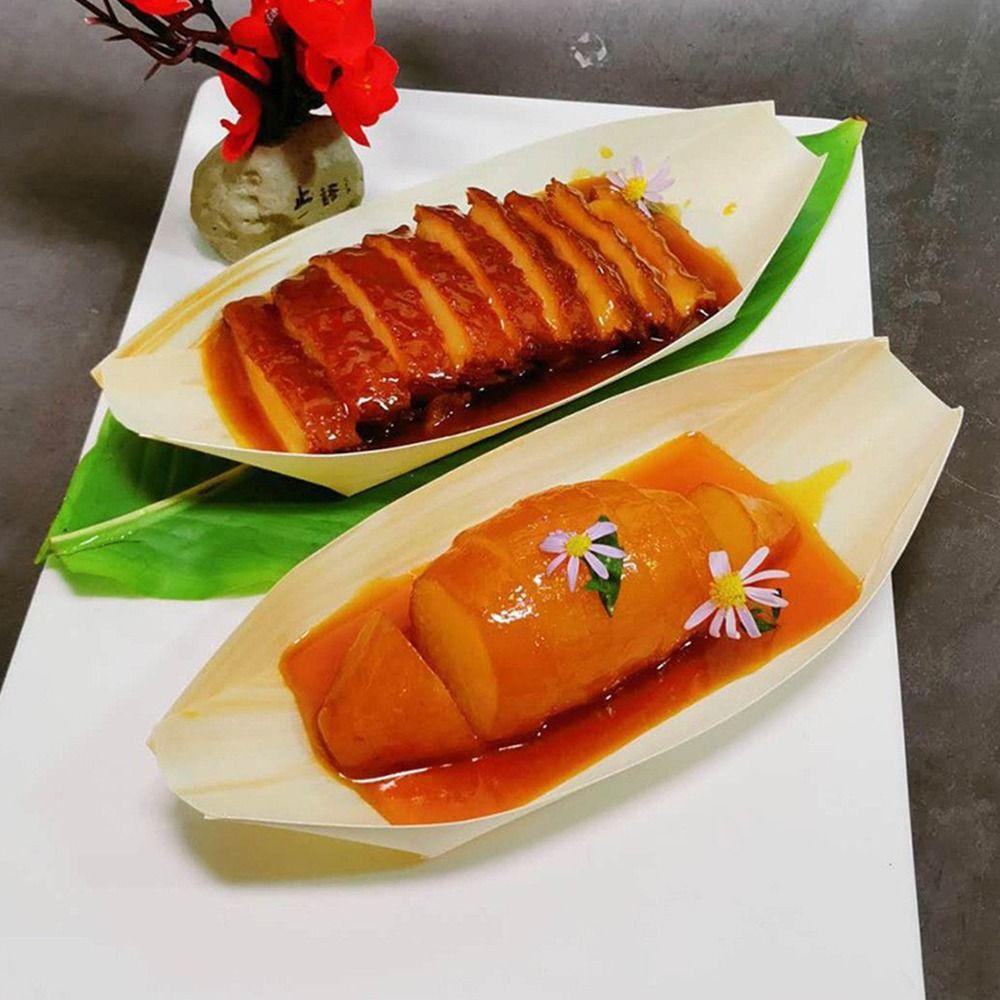 50PCS Multi-size Sushi Plate Japanese Dish Salad Dessert Bowl Creative Wood Bowl  Home Decoration
