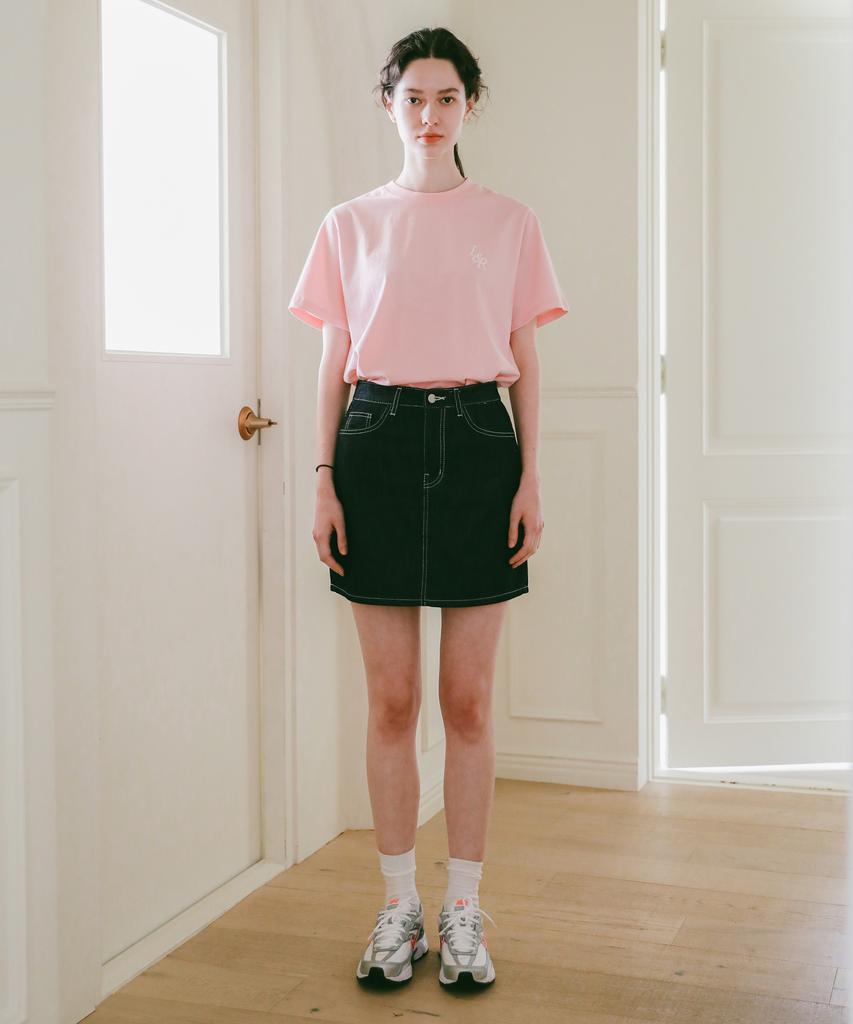 LOSSYROW Signature Logo Half-Sleeve T-Shirt Pink