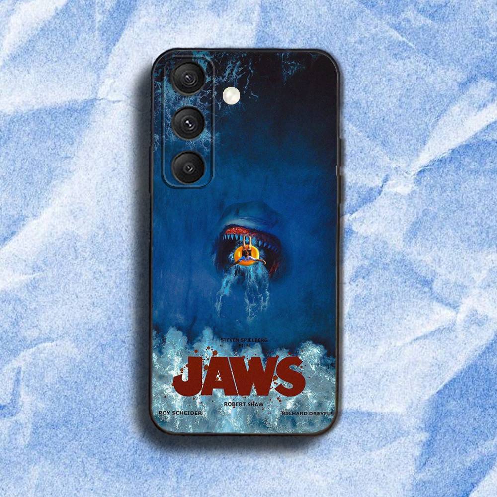 M-Movie Jaws Phone Case For Samsung S 25,24,23,22,30,21,10,9,Ultra,Plus,Lite,FE,4,5G Black Soft Case Samsung S23ULTRA5G