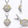 2 Tone Round Brass Pendant Men Hip Hop Necklace Full Bling Cubic Zirconia CZ Fashion Jewelry
