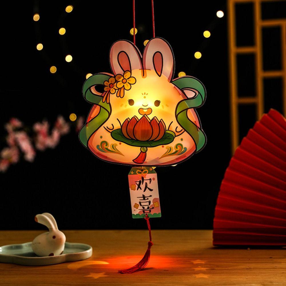 Chinese Style Mid-Autumn Rabbit Lantern Handmade Antique Lantern LED Lantern Toys  Lantern Festival