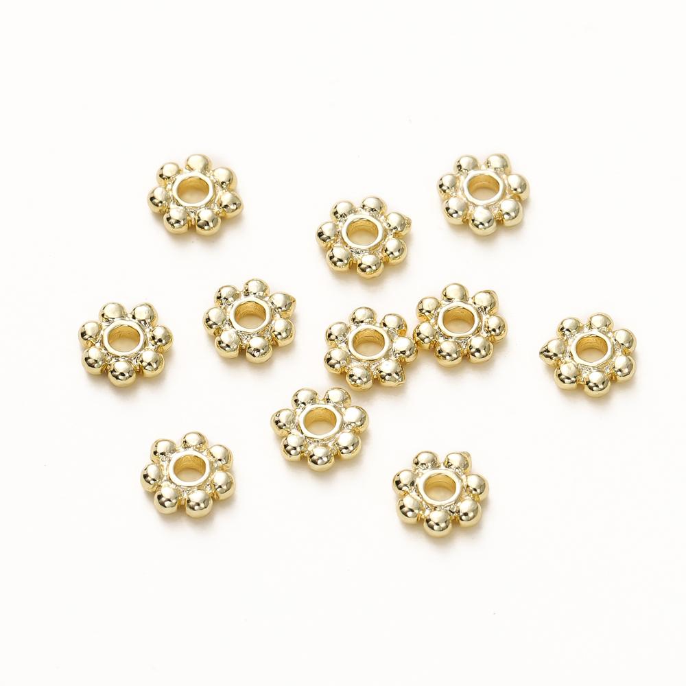 20pcs 14K 18K Gold Color Daisy Spacer Beads Mini Brass Spacer Beads Charms Pendants for DIY Bracelet Necklace Jewelry Making