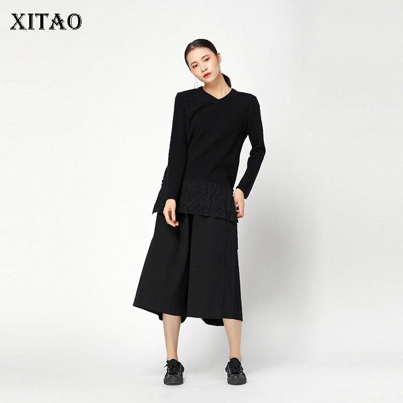 

Черная повседневная футболка XITAO Simplicity ZLL1020 One Size чёрный