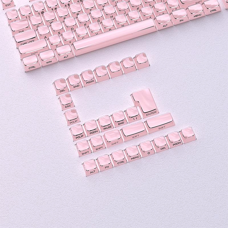 Jelly Texture Keycaps Set: Side-Engraved MDA Profile, 132 Keys, Transparent Outer Layer, Solid Color Inner Layer