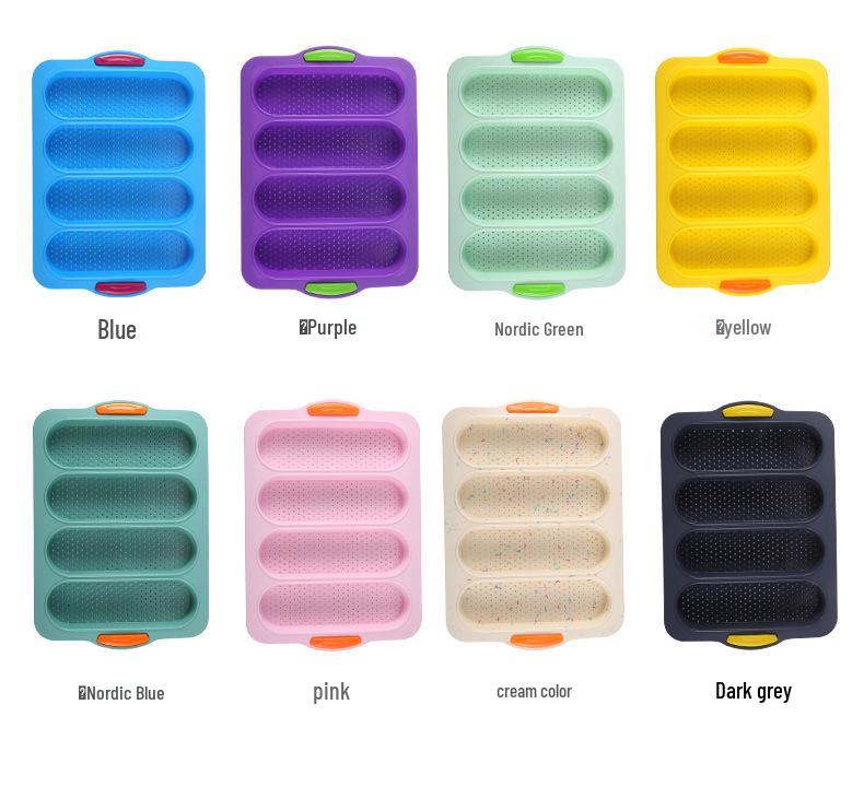 Non-Stick 4-Cavity Silicone Baguette Mold for French Bread Baking