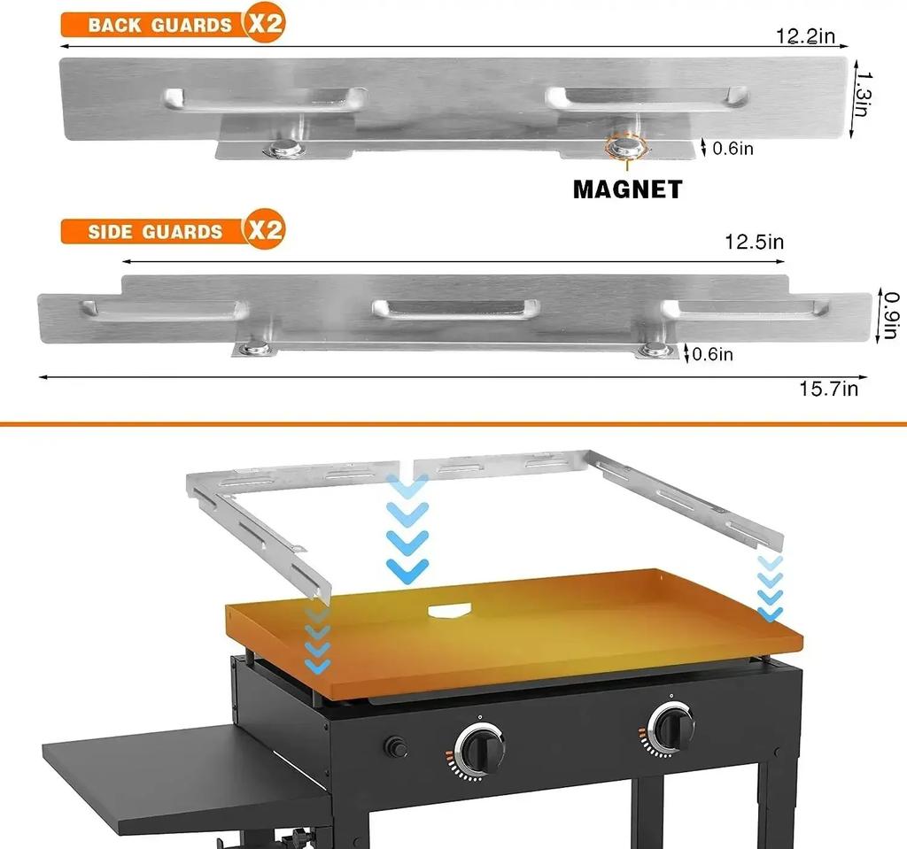 Stainless Steel Wind Guard 17/22/28/36-Inch Griddle Wind Screen Heat-Resistant BBQ Shield Durable Outdoor Cooking Versatile
