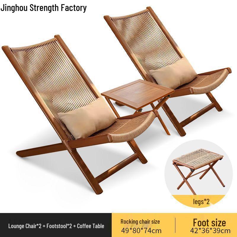 Compact Folding Rattan Balcony Set: 3-Piece Woven Table & Chairs for Indoor/Outdoor Use In Living Room or Bedroom