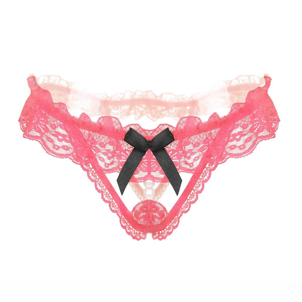 Female Underwear Lace Seamless Thongs Women's Pants Sexy Pearl G-String  Women Crotchless Breathable Sleepwear