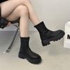 Retro Short Martin Boots Women's 2025 New Thick-soled Heightening Versatile Rear Zipper Elastic Thin Boots