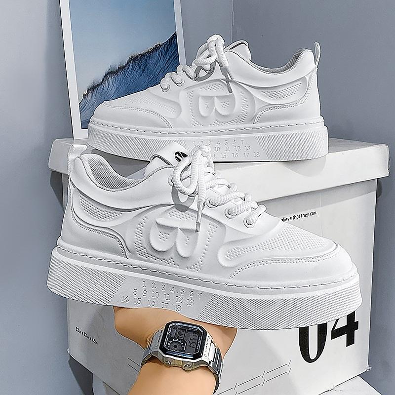 

Men s Low Top Platform Board Shoes Lace Up Breathable Mesh Casual Sneakers 44 білий