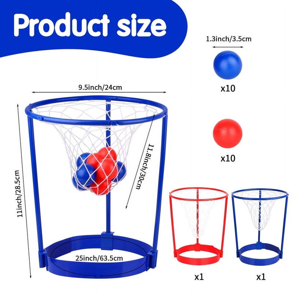 Pachet de 2 Coșuri de Cap Joc de Petrecere Baschet pentru Copii Adulți Bandă de Cap Reglabilă cu Plasă de Coș cu 20 de Mingi Cadou Distractiv pentru Ziua de Naștere