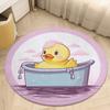 Cartoon Yellow Duck Round Rug Washable Area Rugs Indoor Circle Door Mat Soft Non-Slip Carpet for Living Room Bedroom Dining