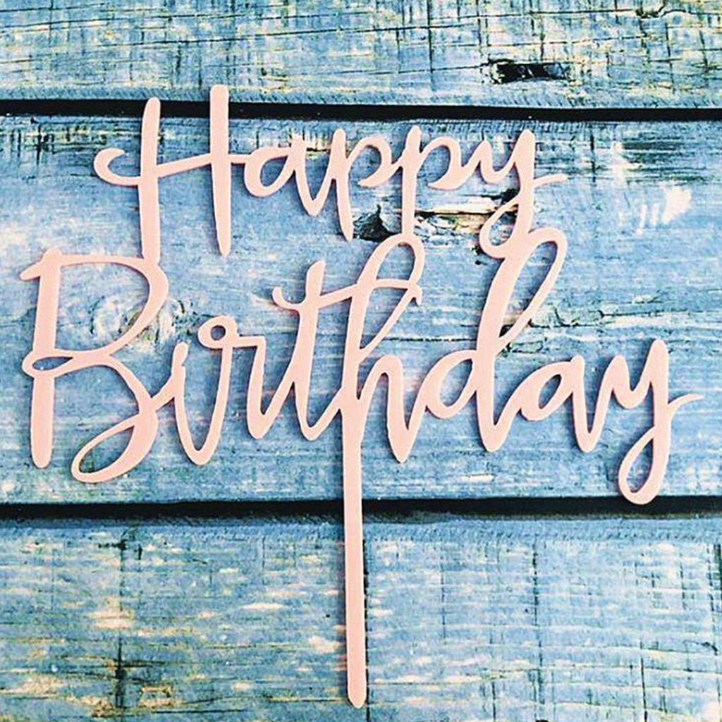 Happy Birthday Cake Topper Insert Card Acrylic Glitter Cake DIY Decoration Celebration Party Supplies