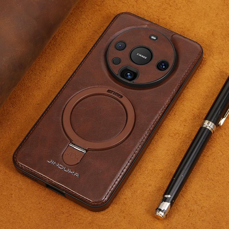 Applicable to Huawei mate11pro business leather pattern mobile phone case lens all-inclusive multi-function magnetic suction bracket anti-drop