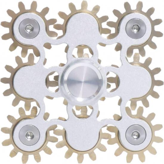 Fidget Spinner, Figity Toy, 9 Gears Linkage Smooth Metal Brass Stainless Steel with Stable Bearing, Durable Mechanics Romoveable, Premium Figit Toy -
