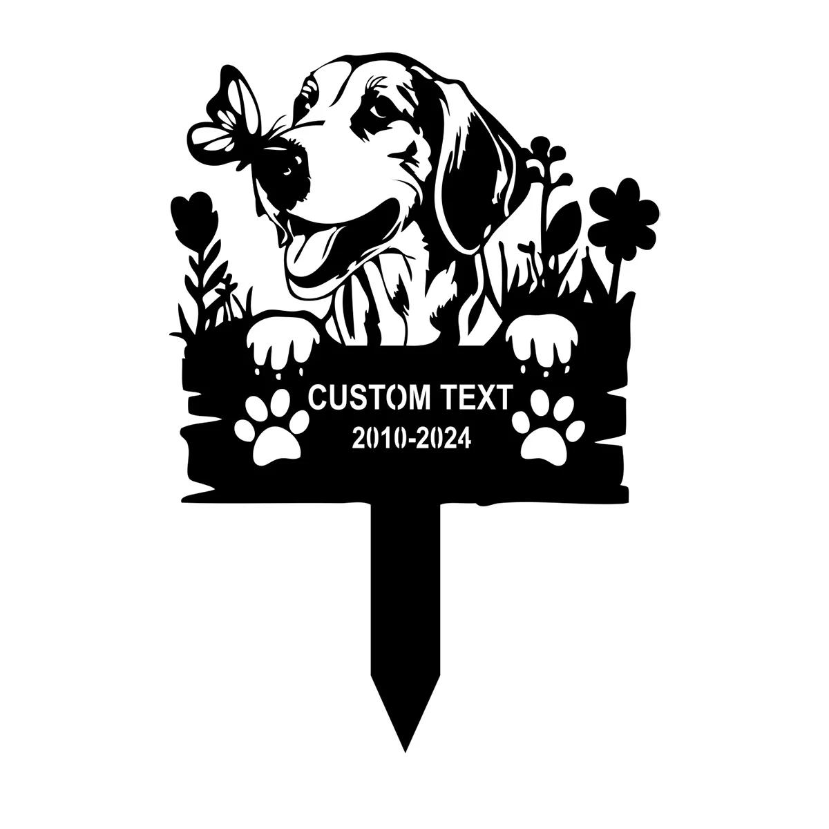 

American Foxhound Dog Memorial Garden Stake Weatherproof Metal Sign Custom Pet Grave Marker Yard Decor чёрный