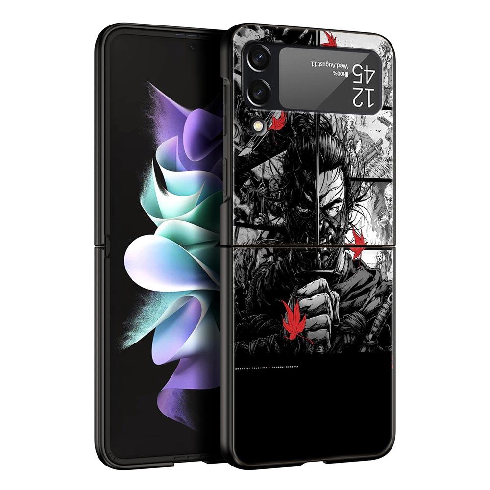 Samurai Hannya Mask Ghost Phone Case For Samsung Galaxy Z Flip3 Flip4 Flip5 Case Shell For Z Flip 3 4 5 6 Hard Folding Cover