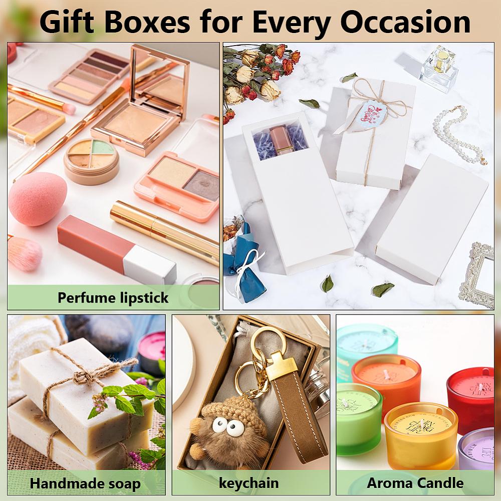 12pcs Kraft Paper Storage Gift Drawer Boxes Gift Packaging Case for Wedding Party Supplies Rectangle White Finish Product: 18.2x12.7x5.5cm