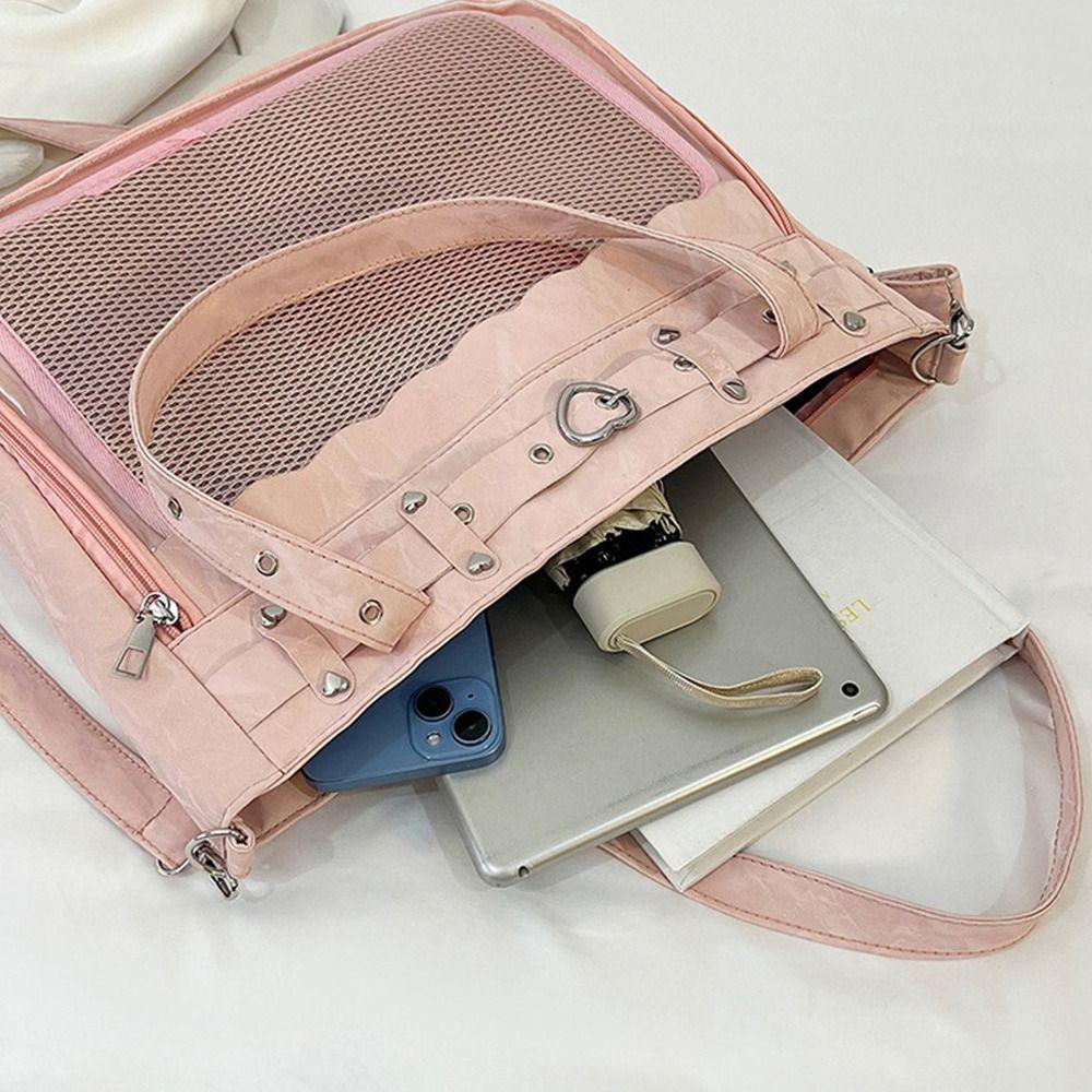Transparent Ita Bag Large Capacity Pure Color Y2K Tote Bag Lightweight Material Minimalist Style Large Capacity Bag School Use