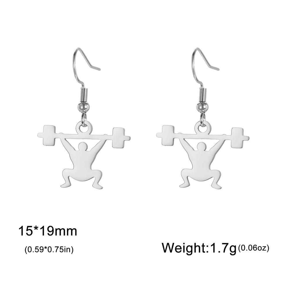 Cazador Gold Color Weightlifter Drop Earrings for Women Men Fitness Exercise Stainless Steel Jewelry Earrings 2026 Trend Gift