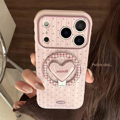 Retro Red Brown Suitable for Apple 17promax Mobile Phone Case Iphone16 Striped Wave Point 15 Magnetic Bracket 13 Soft Shell