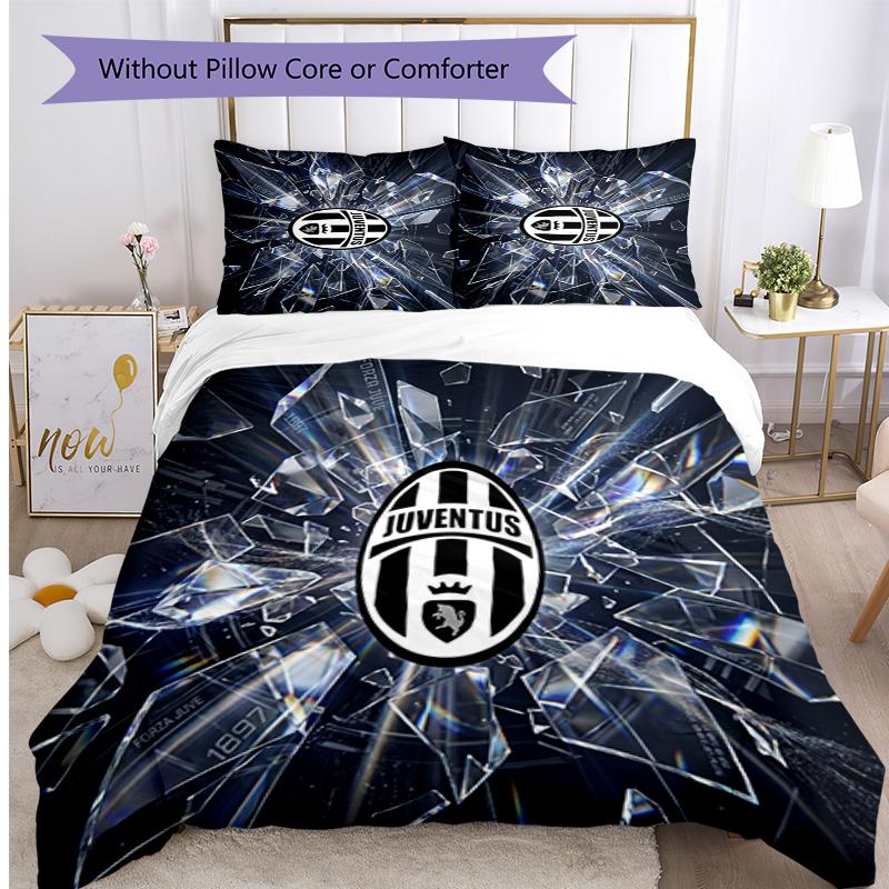 Set Biancheria da Letto 3 Pezzi con Stampa Pattern Juventus FC Morbido Delicato sulla Pelle Lavabile Copripiumino e Federe Set Stagione Unica Camera da Letto