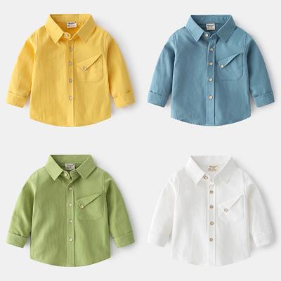 Boys' Candy-colored Outer Shirt, Spring and Autumn Fashionable Long-sleeved Shirt, Medium and Small Children's Soft Casual Long-sleeved Thin Shirt