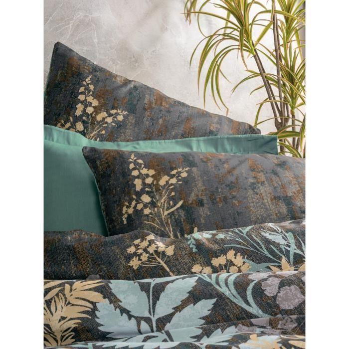 Parure de lit - 1 housse de couette 220 x 240 cm + 2 taies d'oreiller 60 x 60 cm - Satiné 100% coton - Menthe