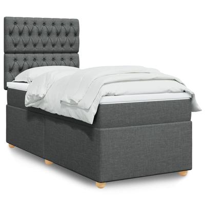 Vidaxl Continental Bed With Mattress, Dark Grey Fabric 100X200 Cm