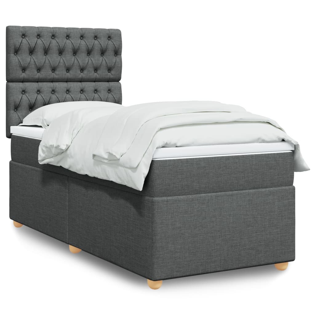 Vidaxl Letto Continentale Con Materasso, Tessuto Grigio Scuro 100X200 Cm