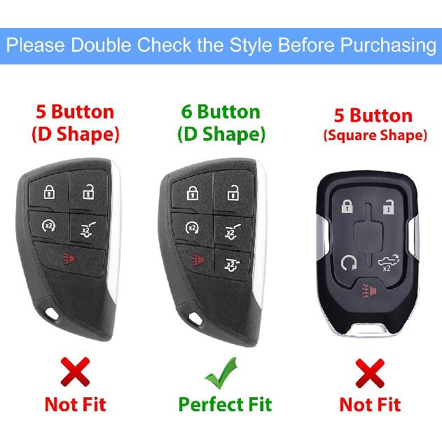 Leather Key Fob Cover, Compatible with -2025 2026 GMC Yukon Denali Sierra, For Chevy Silverado Suburban Tahoe Buick etc, Retro Style Design Key