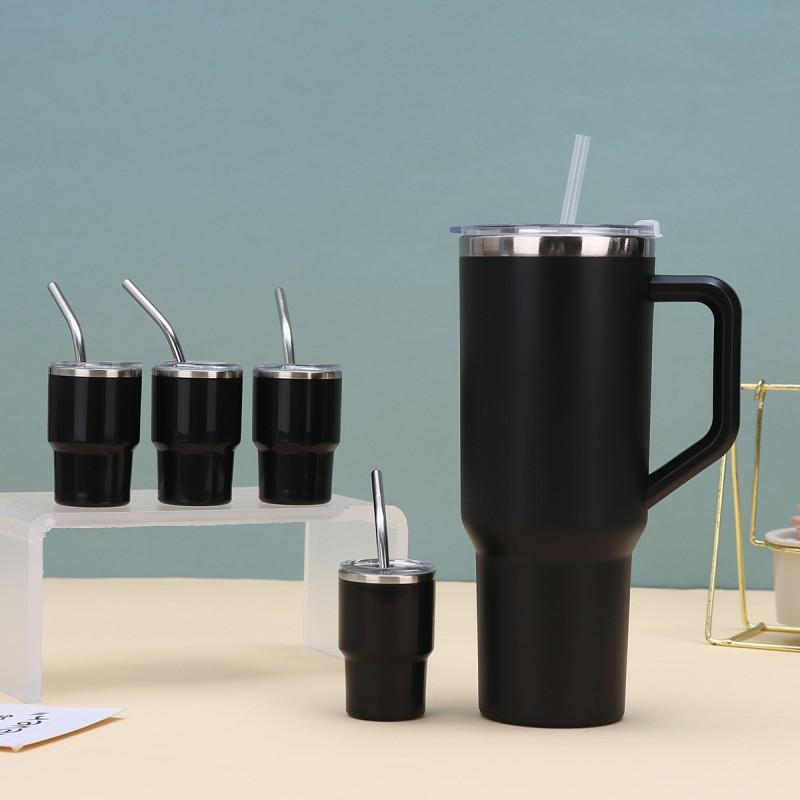 40oz Stainless Steel Insulated Tumbler With Handle Straw Lid Large Capacity Travel Cup Car Office Gym