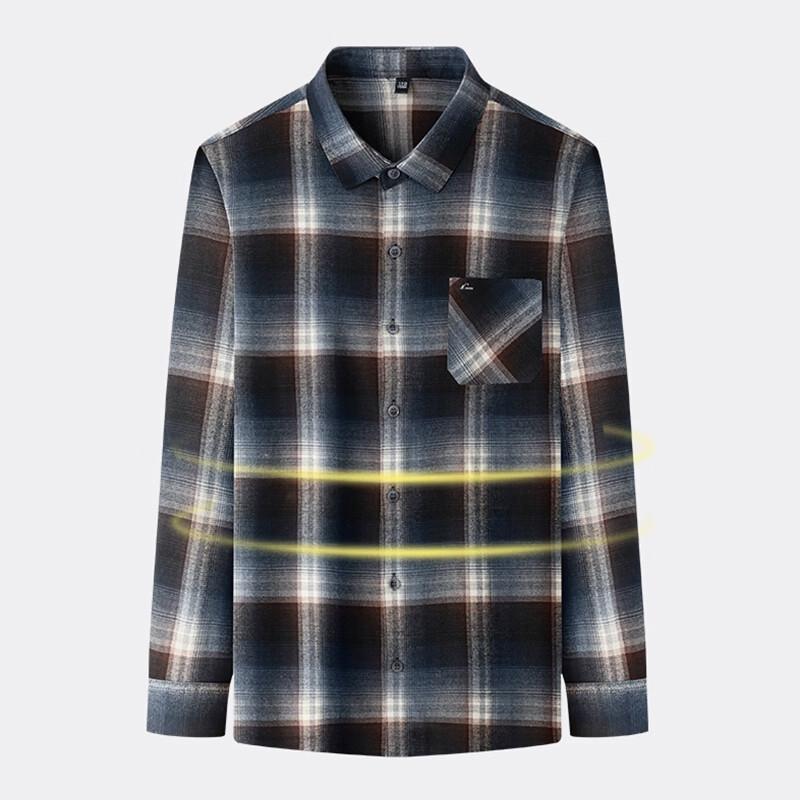 Romon Men's Retro Plaid Long Sleeve Shirt