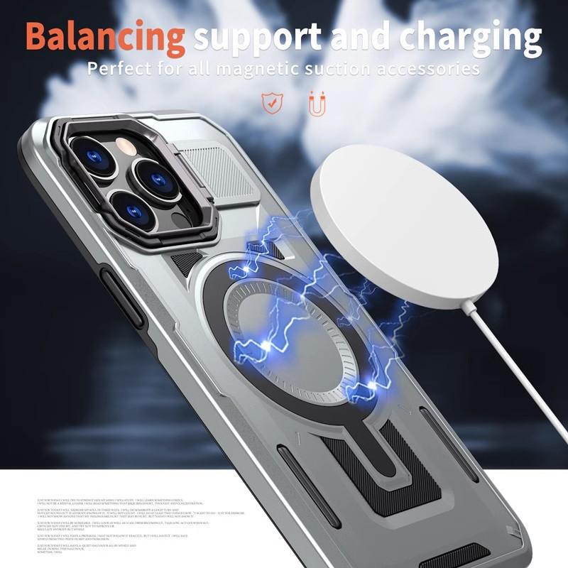 The new model is suitable for Apple 16PRO mobile phone case, lens holder, magnetic suction Magsafe anti-drop iPhone15 protective case.