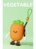 Q Version Cartoon Vegetable Silicone Keychain Earphone Coin Mini Bag Pendant for Kids