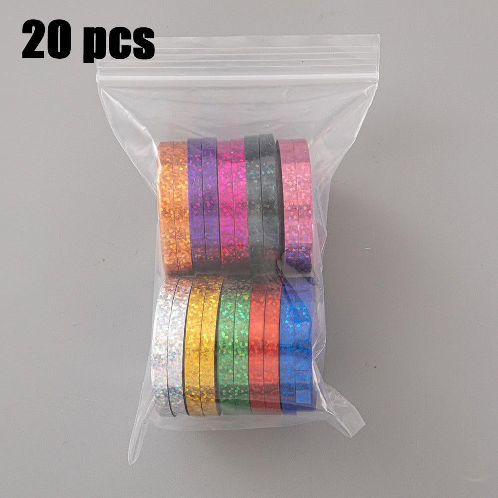 10-Colour Laser Ribbons (20pcs/Set) – Festive Party Decor Supplies for Balloon Strings, Crafts & Gift Wrapping