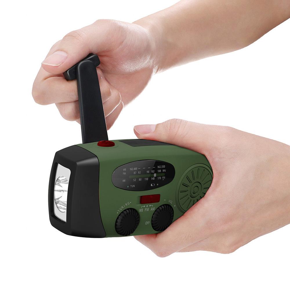 Portable Solar Hand-Crank Emergency Power Generator with LED & Multi-Band Radio