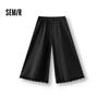 Semir Women's Summer Pleated Loose Wide-Leg Cropped Culottes