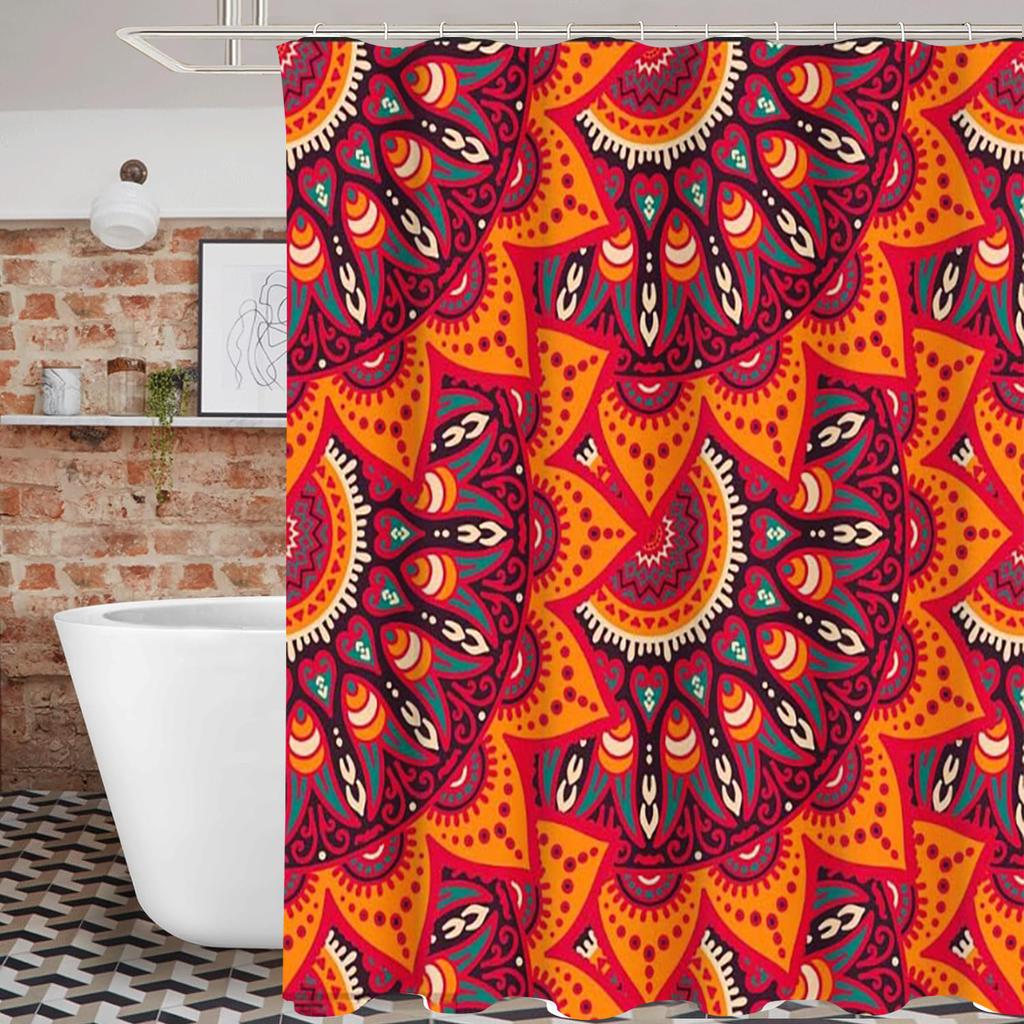 National Style Mandala Bathing Curtain  Bathroom Letters Shower Curtain Waterproof With 12 Hooks Fishes Home Deco Free Ship