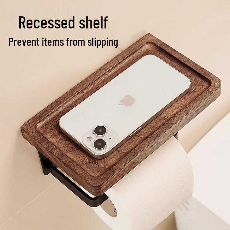 Handun Walnut Wood Bathroom Toilet Paper Holder