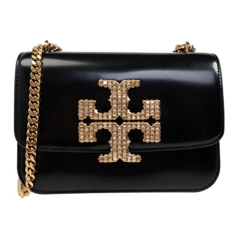 Tory Burch Eleanor Crystal Decorated Calfskin Crossbody Shoulder Bag Women Bags Black 161930-001
