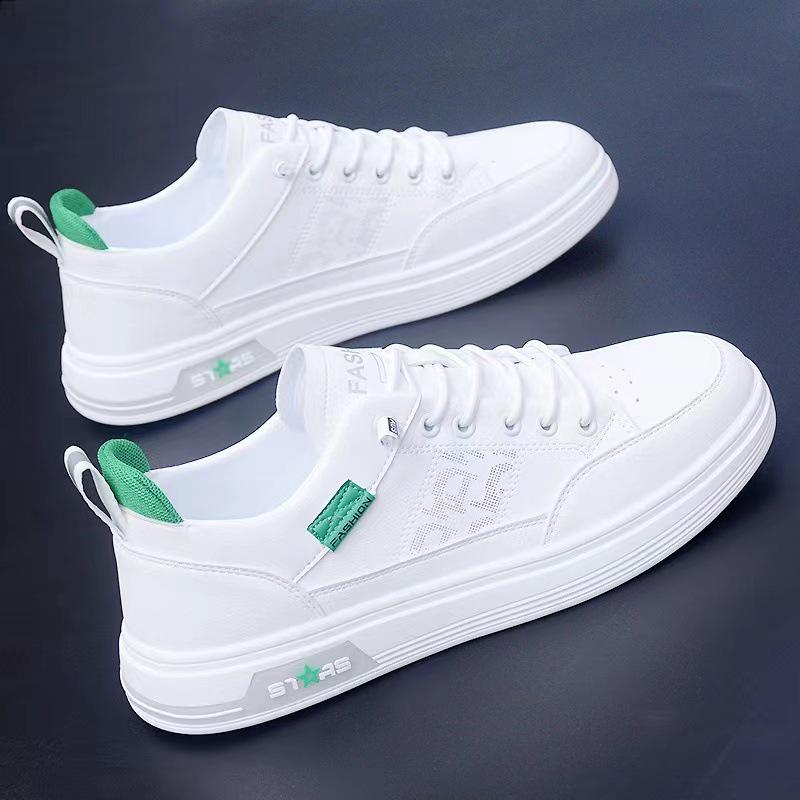Men's 2025 Spring Breathable White Slip-on Shoes - Korean Trend, Versatile Casual Sport Style with Soft Sole.