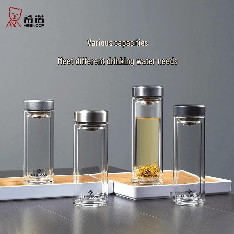 Xinuo N6569 Portable Double-Layer High Borosilicate Glass Tea Infuser Cup