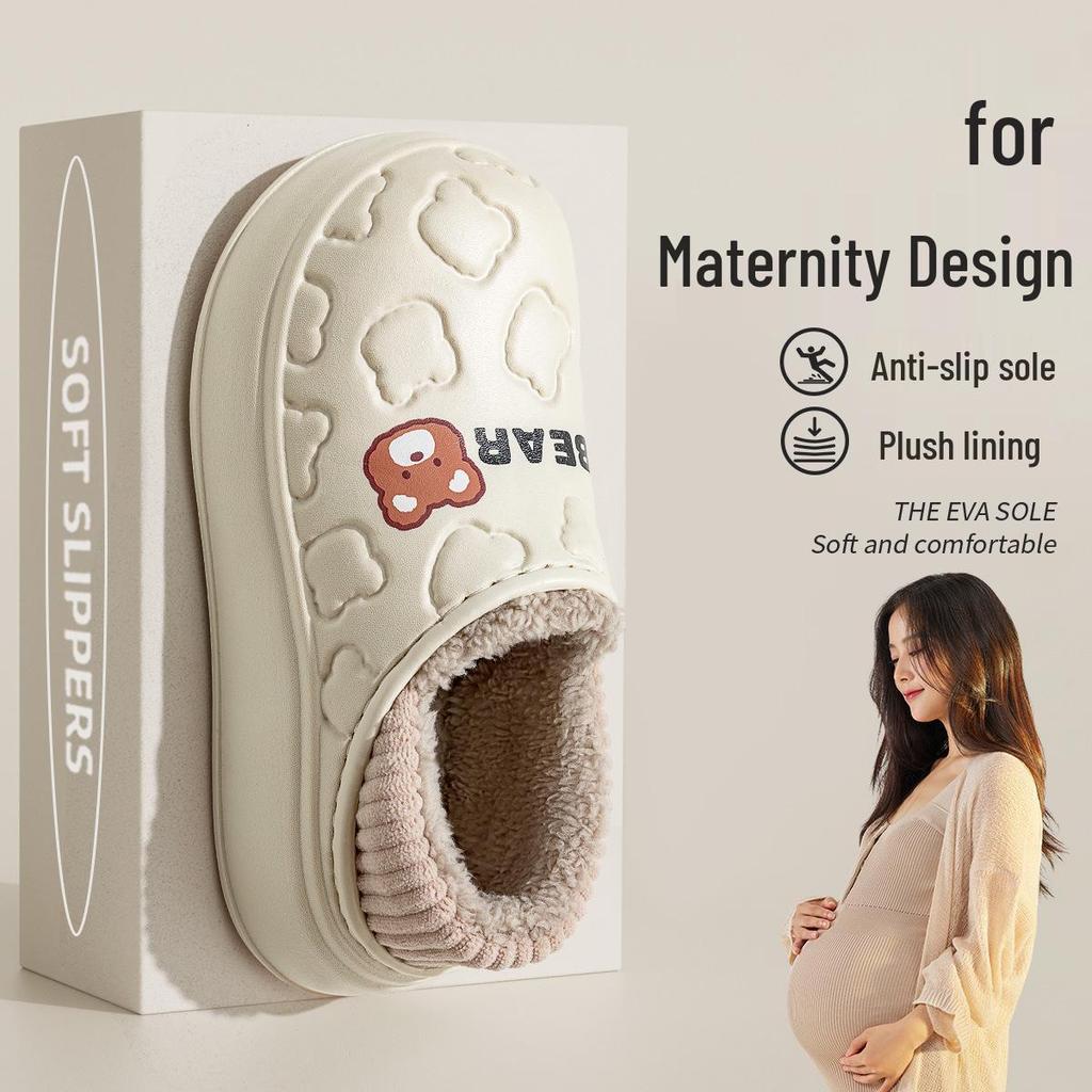 Jieleya Women's Waterproof Cotton Slippers: Winter 2025 Plush, Heel-Covered, Non-Slip Indoor/Outdoor Postpartum Shoes.